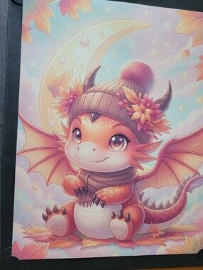 🖤NEW 🖤 Hand Crafted Pink & Peach Autumn Dragon Art Print